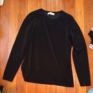 MICHAEL Michael Kors Black Striped Long Sleeve Tee